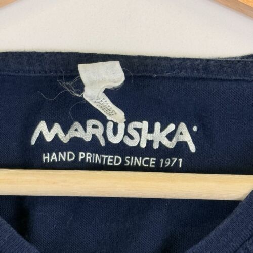 Marushka Blue Red Poppies Floral 3/4 Sleeve V-Neck Tee Shirt Top Women's Small - Picture 5 of 5