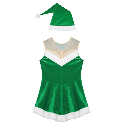 Kids Girls Christmas Costume Show Dance Dress Flannel Santa Claus Outfit 2Pcs - Picture 26 of 35