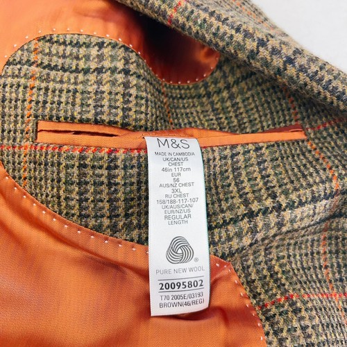Marks and Spencer Moon Tweed Blazer Sakko Herren 46R Kariert Braun M&S Sartorial - Bild 8 von 17
