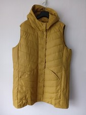 Ulla Popken Mustard Yellow Longline Quilted, Hooded Gilet Waistcoat Eu 46/48 £60