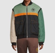  250 Puma Men's Green Colorblocked Reversible Collared Bomber Jacket Size US S