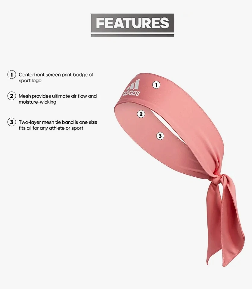 NUEVO CON ETIQUETAS.6. Diadema Mujer Adidas Alphaskin Tie, Rosa Med Foto 3 de 4
