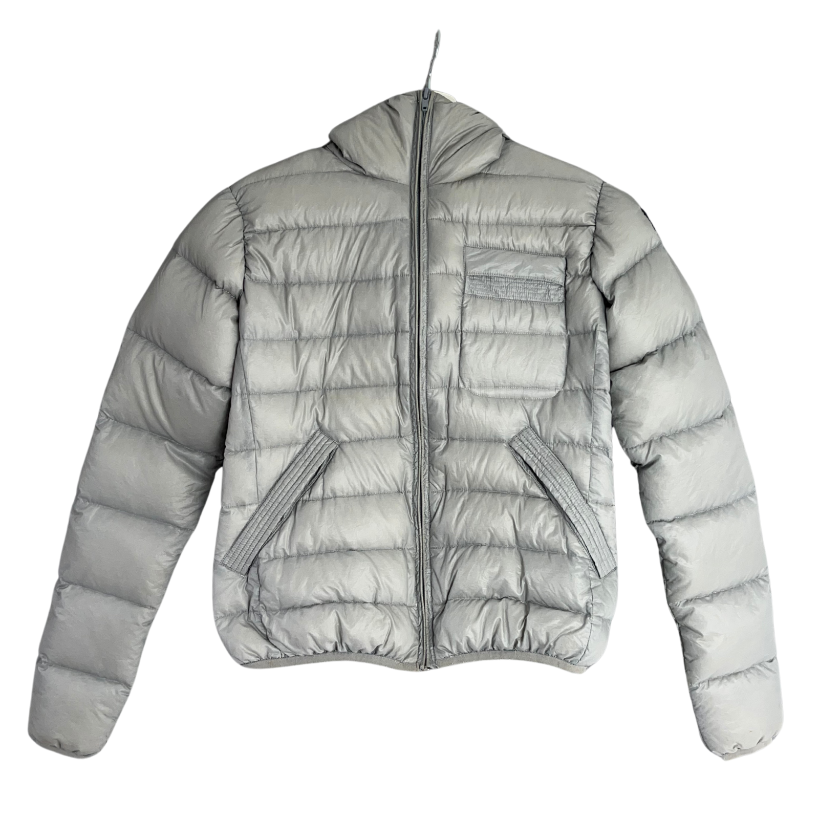 Napapijri Lightweight Down Puffer Jacket Silver Grey Hooded Coat UK Size 8/10