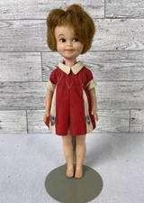 Penny Brite 8” Girl Flirty Eye Doll With Original Red Dress With Blue Flowers