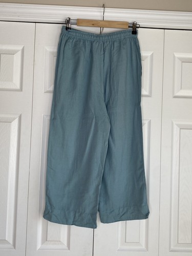 Flax Blend Lagenlook Women's Requirements Pants Ankle Loose Elastic Waist Sz S - Picture 2 of 3