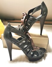Strappy Tie Shoes, Carvela Open toe platform high heals SIZE 40 / 6.5 Brown/Grey