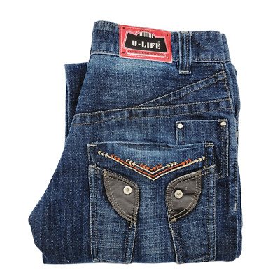 U-Life Jeans India Embellished ''Complete Satisfaction'' Straight Jeans - Size 28
