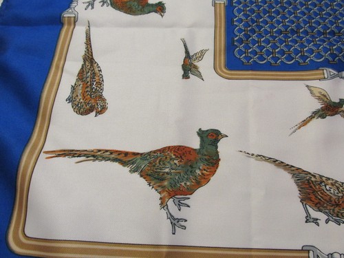 VINTAGE ART OF THE SCARF TIE RACK POLY SCARF PHEASANTS MADE I ITALY - Picture 5 of 12