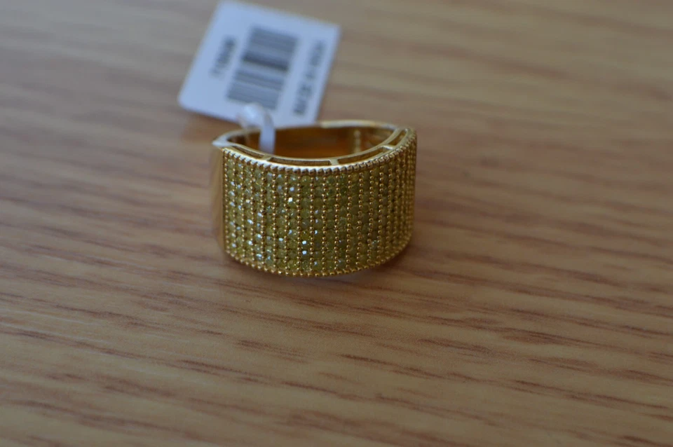 1.00ct Natural Yellow Diamond Ring 14K Yellow Gold over Sterling Silver Size 6 - Image 4 of 4