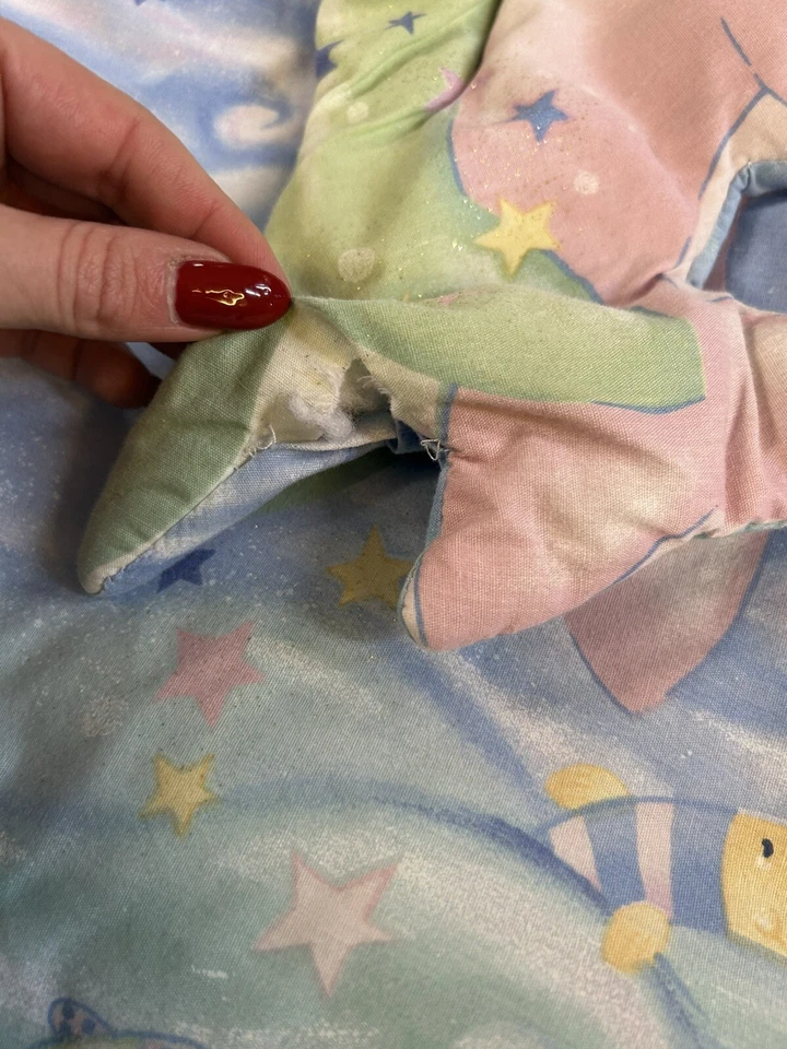 Cobertor de bebê vintage azul golfinho pelicano lua sol colcha babados glitter unissex - Imagem 3 de 4