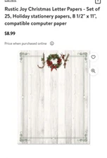 Holiday Stationary  Rustic Joy Christmas Letter Papers - 4 sets of 25 pages each