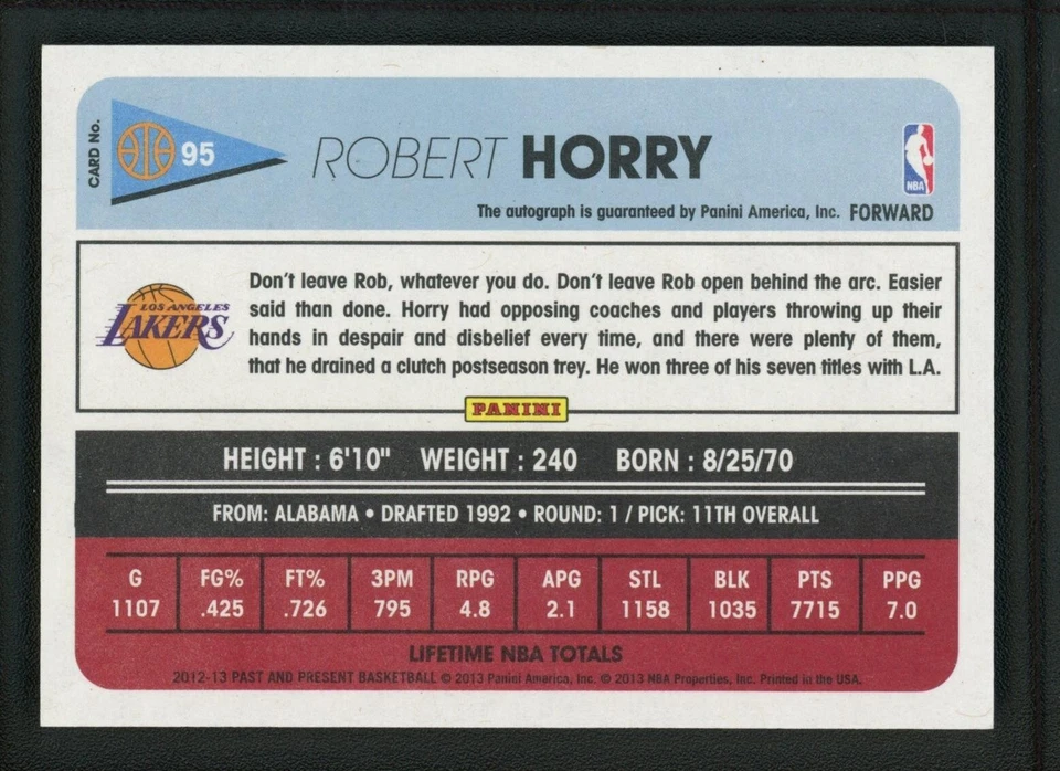 2012-13 ROBERT HORRY AUTO PANINI PAST AND PRESENT AUTOGRAPHS - Image 2 of 2