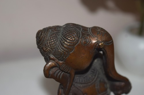 Antique Ganesha Murti Copper Metal Standing Hindu Elephant Goddess Statue HK268 - Picture 7 of 12