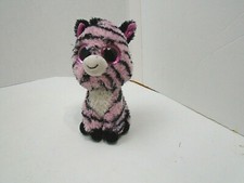 Ty Beanie Boos Zoey Plush Pink Zebra Glitter Eyes Stuffed Animal Soft Toy 