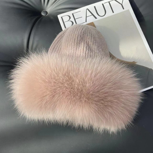 Winter Hats Women Natural Fur Fuffy Warm Fashion Stylish Fedoras Knitted Fur Hat - Bild 18 von 30
