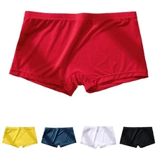 Stretch Cotton Men Boxer Briefs Underwear Breathable Ice Silk Pouch Design