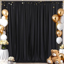 Black Backdrop Curtains 2 Panels 4x10ft 8x10ft Total Polyester Photo Drapes