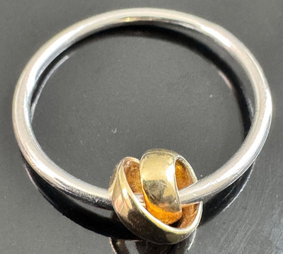 Trollbeads  Neverending  Sterling Silver & 18K Gold Band Ring, Size 7.5