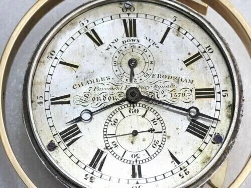 RELOJ DE CUBIERTA FUSIBLE CRONÓMETRO MARINO CHARLES FRODSHAM LONDRES ANTIGUO RARO TEMPRANO Foto 2 de 4