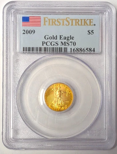 2009 $5 Gold American Eagle 1/10 oz PCGS MS70 First Strike - A795