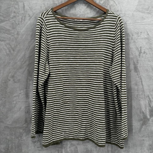 Eileen Fisher Shirt Top Womens 3XL Green Olive Linen Minimalist Capsule