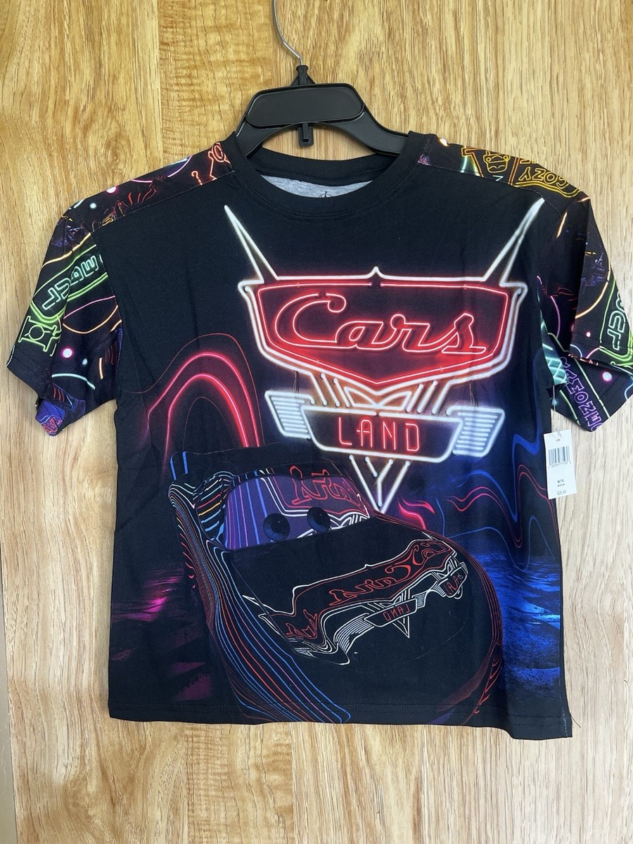Disney Parks Cars Land Shirt Black Neon Short Sleeve T Shirt