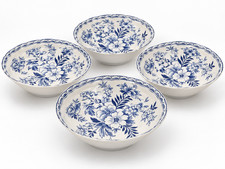 Lot of 4 Johnson Brothers Devon Cottage Coupe Cereal Bowls 6in Blue White Floral