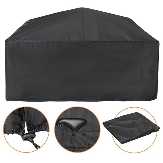 Fogata cuadrada de metal de 32" para patio trasero y jardín con cubierta al aire libre Foto 4 de 4