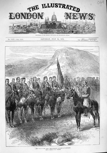 Original Old Antique Print 1876 War Montenegrin Cavalry Cettigne Siers Horses