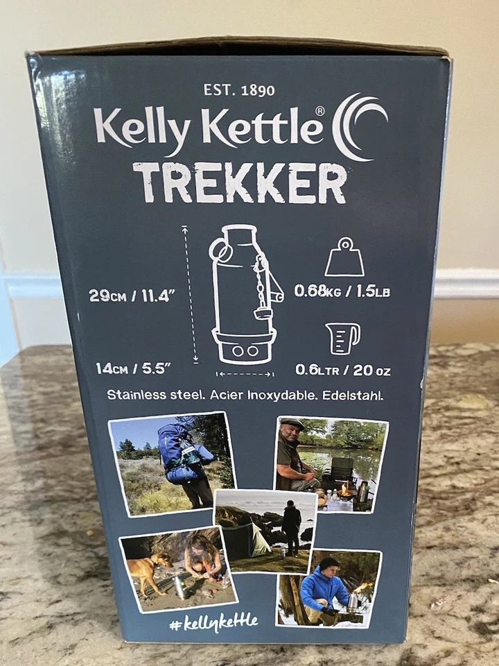 Kelly Kettle Trekker 不锈钢露营水壶和流浪汉炉 轻量级 全新  — 第 4/4 张图片