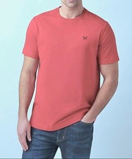 Crew Clothing Company Men's T-Shirt Size L Coral Cotton Stretch Logo Casual Top