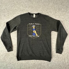 KCRW Public Radio Protector Sweatshirt Mens Small Charcoal Gray Graphic Radio