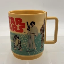 Vintage STAR WARS DEKA Plastic Mug w/ Luke Leia C3P0 Vader Storm Trooper R2D2!