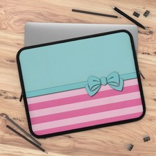 Pink Mint Laptop Sleeve, Laptop Case, Computer Cover, Tech Accessory, Geometric