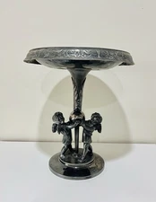 Antique Victorian Silver Plate Reed & Barton Pedestal Bridal Basket Bowl Cherubs