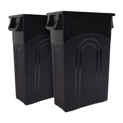 United Solutions 2 Pack 23 Gal Kitchen Trash Can Garbage Bins, Highboy, Black