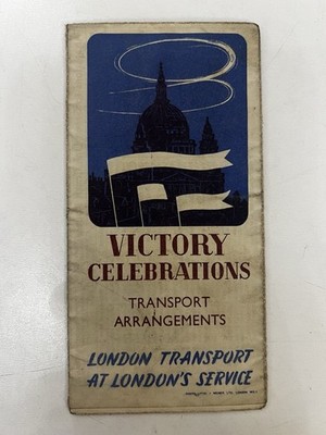 VE Day 1945 London Transport Victory Celebrations Prozessionen Karte Faltblatt selten