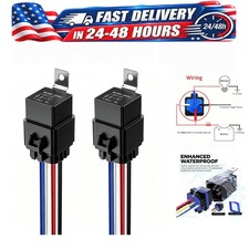Gebildet 40A 12V DC Waterproof Automotive Relay Harness 4-Pin SPST 2pc