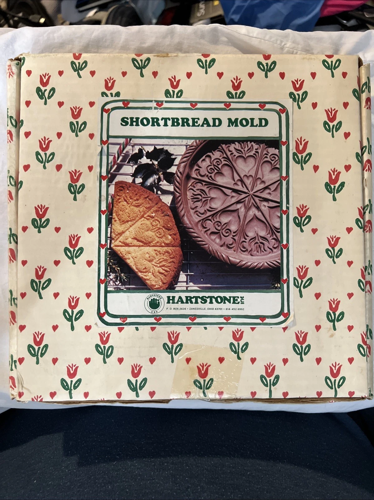 Vintage Hartstone Shortbread Mold Stoneware Cookie Pan Hearts USA 10" - New