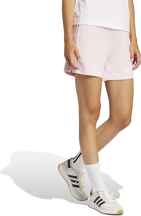 Adidas CLEAR PINK/WHITE Women's Essentials Linear French Terry Shorts, US Medium thumbnail 2