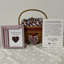 1995 Longaberger Sweetheart Sentiments Basket Liner Protector Tie On Card
