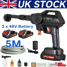 2 Battery Cordless Car High Pressure Washer Jet Water Wash Cleaner Gun +5m Hose