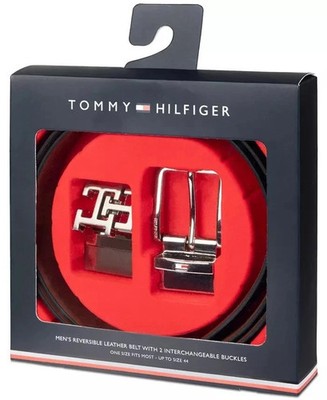 Tommy Hilfiger 4 in 1 Boxed Reversible Belt Set Leather Strap w/2 Buckles NWT