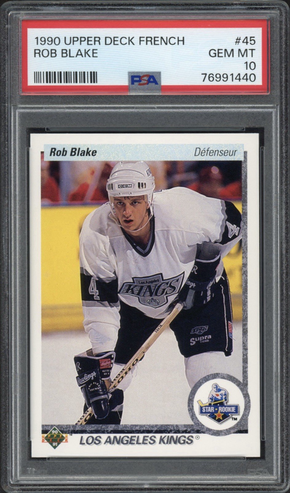 1990 Upper Deck French Rob Blake Rookie RC #45 PSA 10 GEM MT HOF LA Kings 