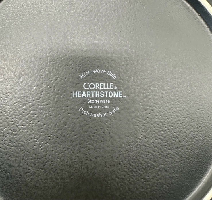 4 Corelle Hearthstone Royal White Square Individual Dinner Plate White/Black EUC - Image 4 of 4