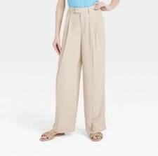 A New Day Women's High-Rise Wide Leg Fluid Pants Size 4 Tan / Beige NWT