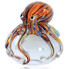 Hand Blown Glass Octopus Figurine Ornament,Sea Animal Ornament for Fish Tank ...