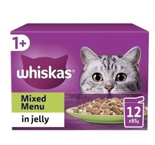 96 x 85g Whiskas 1+ Mixed Menu Adult Wet Cat Food Pouches in Jelly 8 Boxes 4.28 per kilo