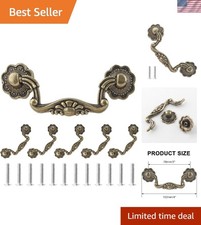 6 Vintage 3 Inch Bail Drawer Pulls - Antique Bronze Cabinet Handles, 4" Total