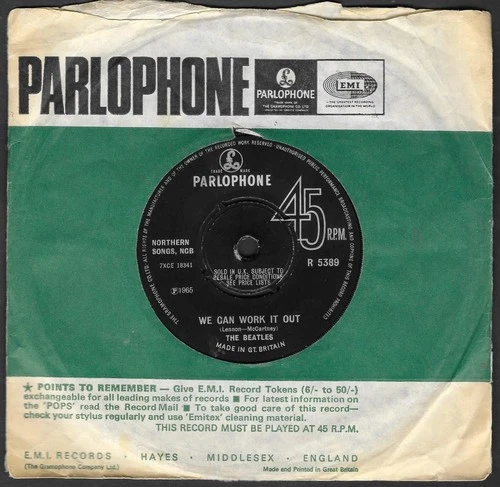 1965 The BEATLES 45 We Can Work It Out/ Day Tripper PARLOPHONE R 5389